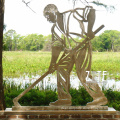 Garden art abstract metal stainless steel human figure sculpture